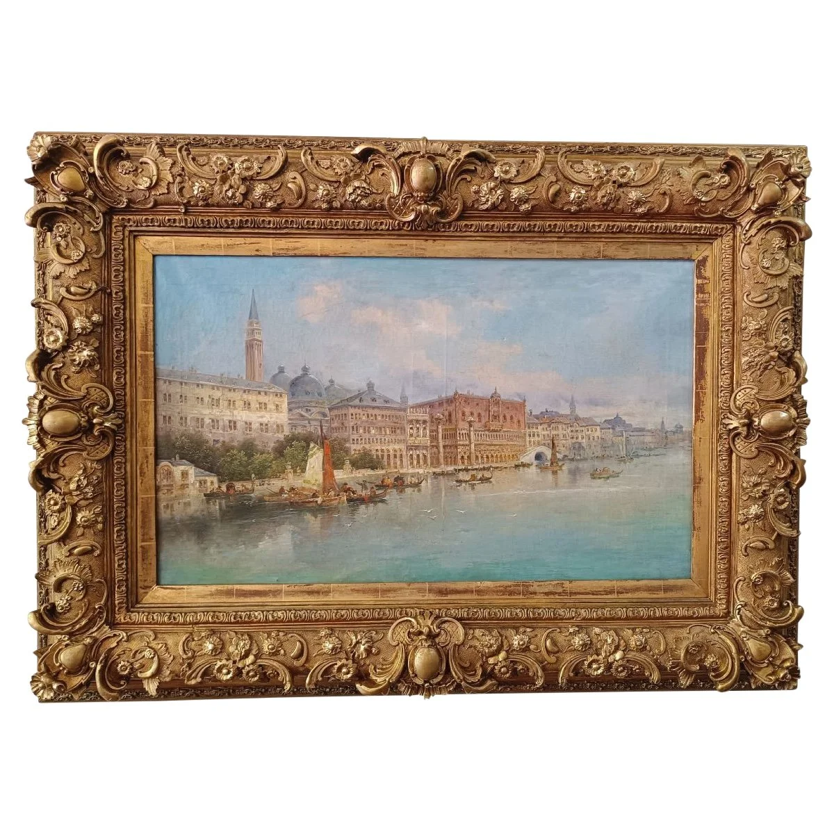 Tableau Vue de Venise huile sur toile fin du XIXe siècle