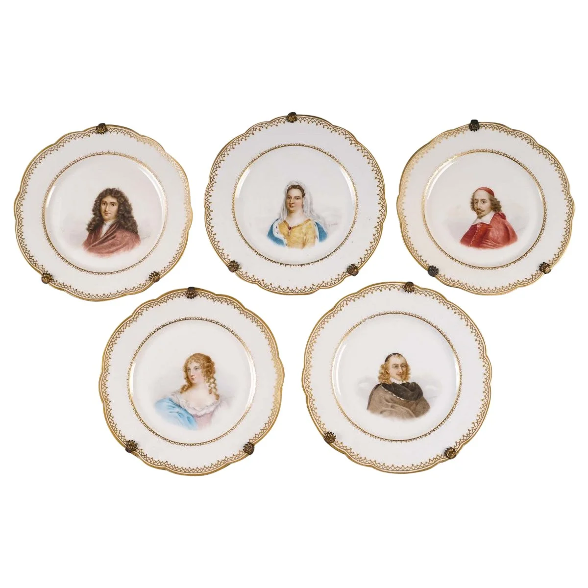 Série d'Assiettes Limoges portraits de Rois et Reines fin du XIXe siècle