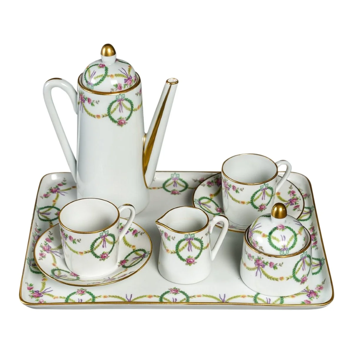Service thé et café tête à tête en porcelaine de Limoges