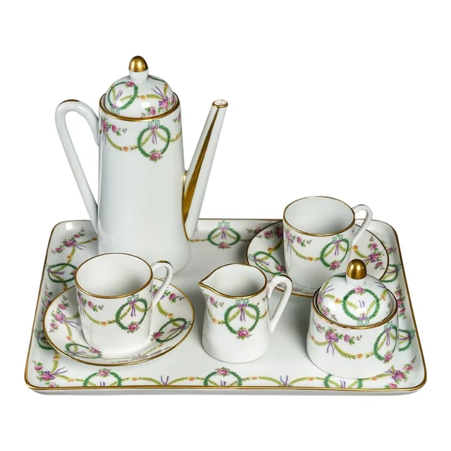 Service thé et café tête à tête en porcelaine de Limoges