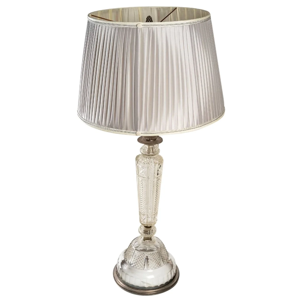 Lampe en Argent et cristal fin du XIXe siècle