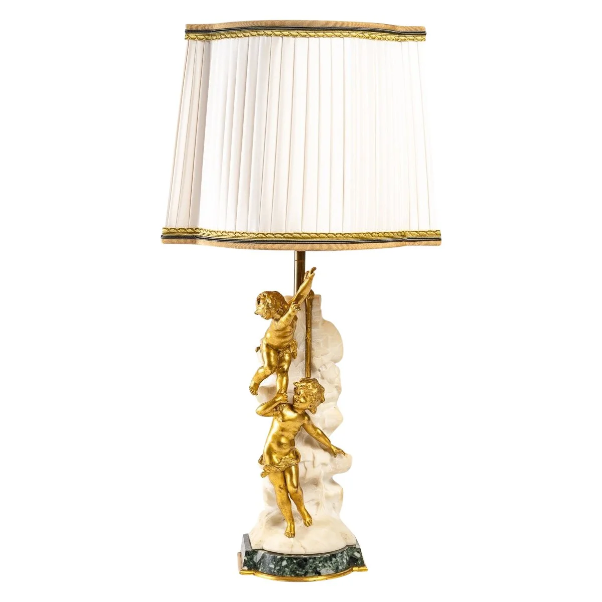 Lampe en bronze doré et marbre blanc fin du XIXe siècle