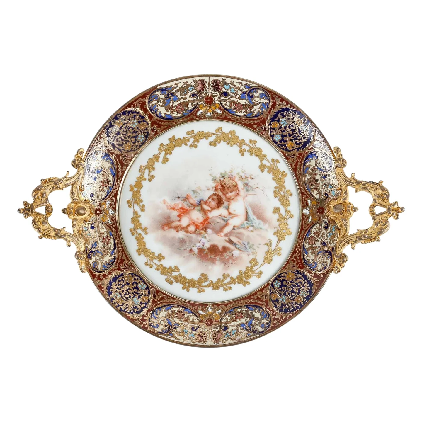 Belle coupe en bronze et émail cloisonné fin du XIXe siècle