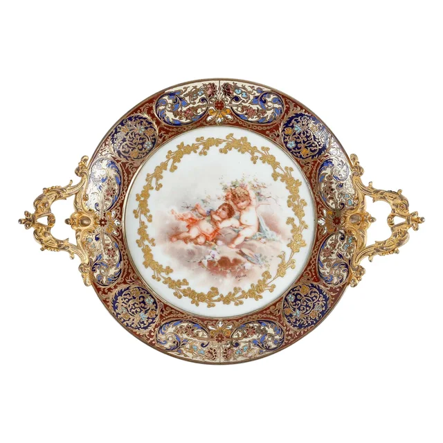Belle coupe en bronze et émail cloisonné fin du XIXe siècle