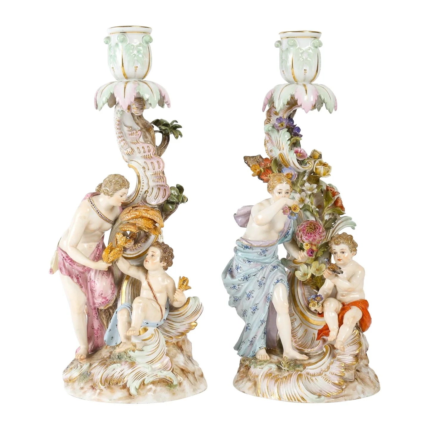 Meissen paire de bougeoirs fin du XIXe siècle