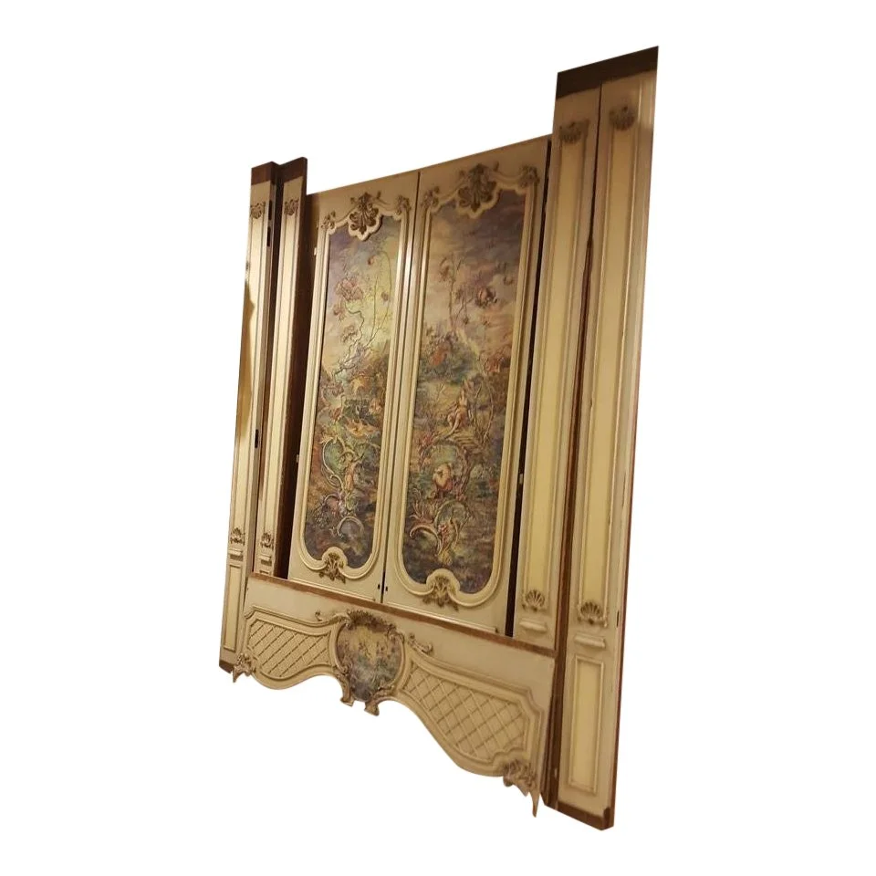 Une Porte à deux vantaux en bois sculpté et peinture fin XIXè siècle