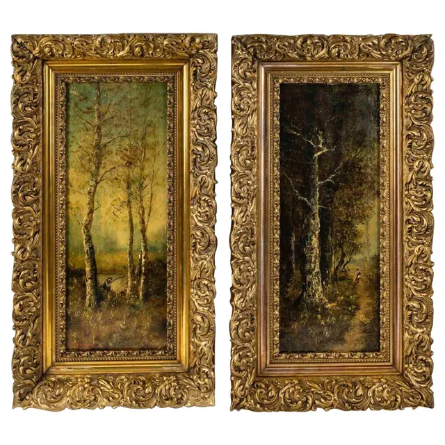 Une paire de tableaux sous-bois, fin du XIXe siècle