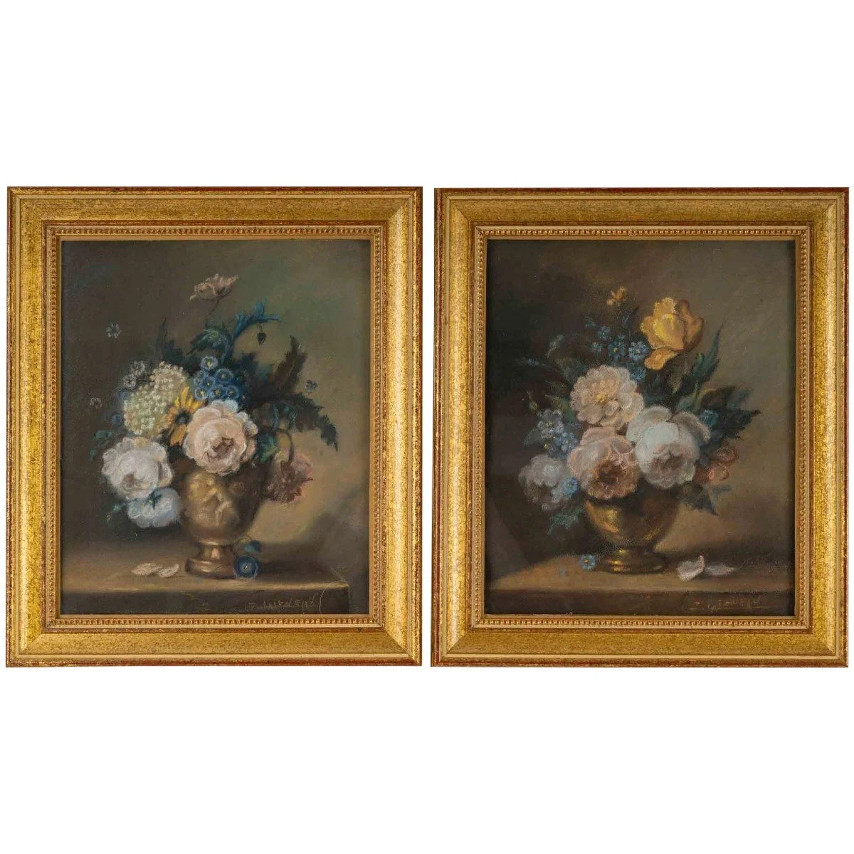 Une paire de Pastel bouquets de fleurs, Zoé LAIGNEAU